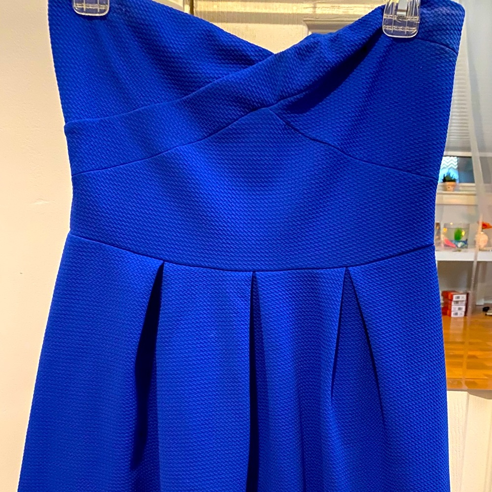 Casual Royal Blue Strapless Dress